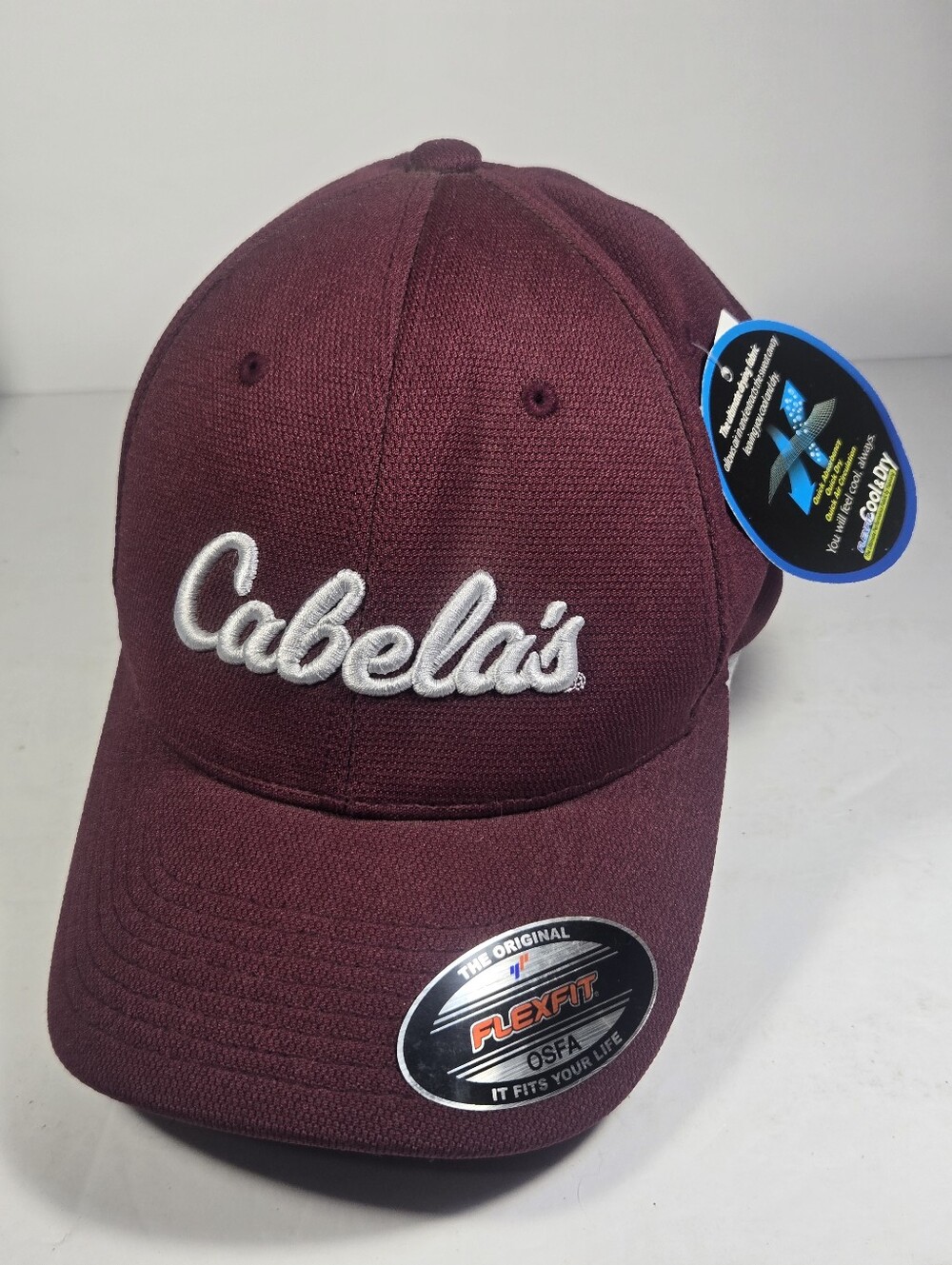 Cabela's Baseball Cap Hat Maroon With White "Cabelas" OSFA